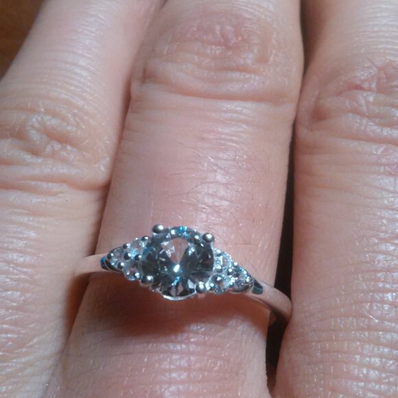 Lab Created White Sapphire Sterling Silver Radiant Promise Ring (Size 9) - Picture 13 of 16